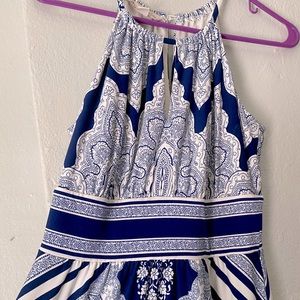 Dress-Bandana style print-Floor length-4 petite-Royal blue+White